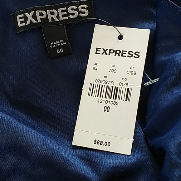 Express Cold Shoulder Hi-Low Navy  Dress, Sz 00 - Picture 9 of 11
